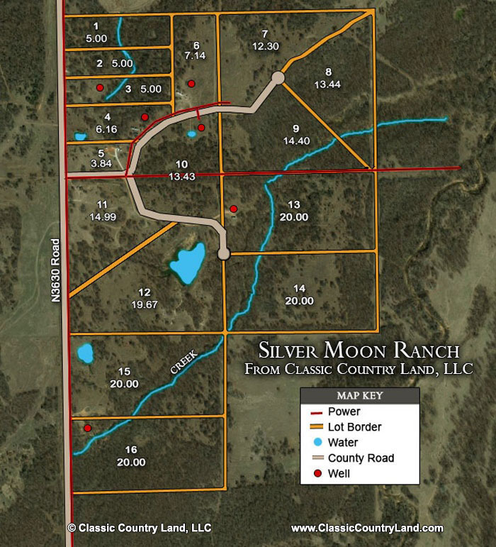 Plat map for Silver Moon Ranch in Okfuskee County, Oklahoma